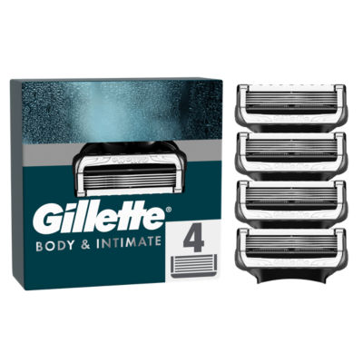 Gillette Body and Intimate Pubic Razor Cartridges 4 Razor Blade Refills, UK version
