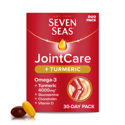 Seven Seas JointCare + TURMERIC joint supplement 30-day duo pack (British brand)