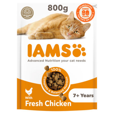 Iams senior dry cat food chicken 800g, UK version