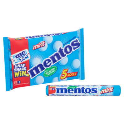 Mentos mint rolls chewy dragees 5 x 38g, imported from the UK