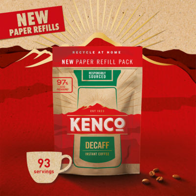 Kenco decaffeinated instant coffee paper refill 150g (British brand)