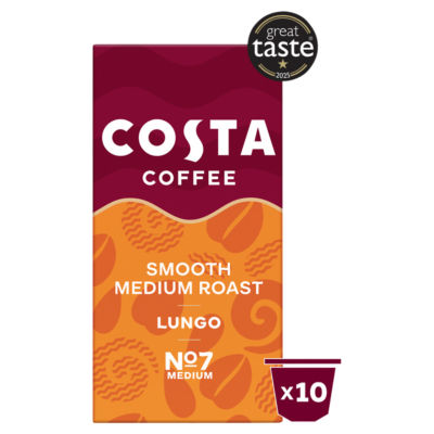 Costa Coffee smooth medium roast lungo pods x10 - British product