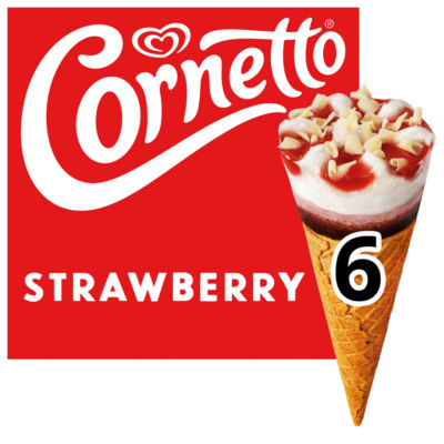 Cornetto strawberry ice cream cones 6x90ml - British product