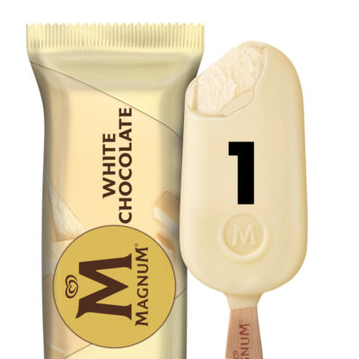 Magnum White Chocolate Ice Cream Stick 110ml, imported from the UK