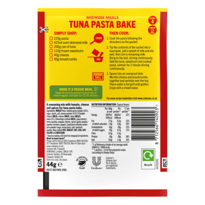 Colman's Tuna Pasta Bake recipe mix 44g - British product