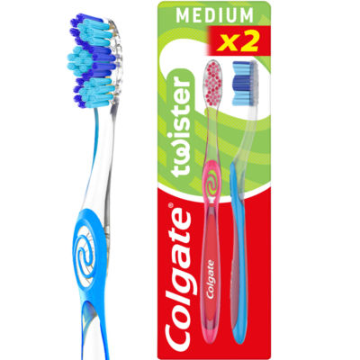 Colgate Twister Fresh Medium manual toothbrush 2 pack - British product