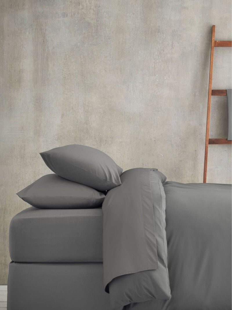 Grey charcoal duvet cover and pillowcase set, UK version