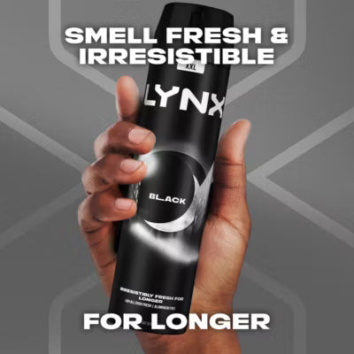 Lynx Black Aerosol Body Spray 250 ml, UK version