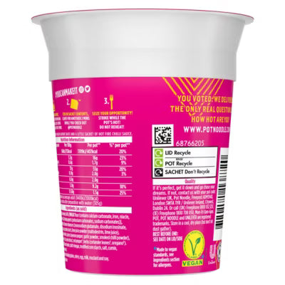 Pot Noodle Piri-Piri Chicken instant noodles 90g, imported from the UK