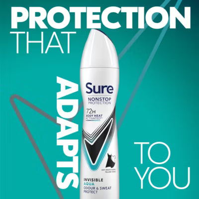 Sure Invisible Aqua Anti-Perspirant Aerosol 250 ml (British brand)