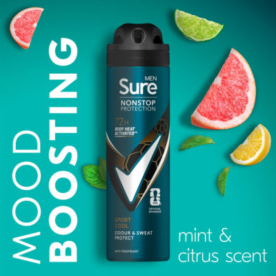 Sure men's anti-perspirant spray Sport Cool 150 ml (British brand)