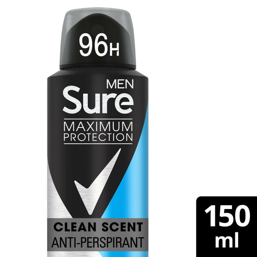 Sure Men Maximum Protection Anti-perspirant Deodorant Aerosol Clean Scent GOODS ASDA   