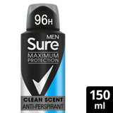 Sure Men Maximum Protection Anti-perspirant Deodorant Aerosol Clean Scent GOODS ASDA   