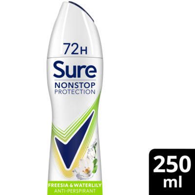 Sure Nonstop Protection Anti-Perspirant Freesia Water Lily Deodorant Aerosol 250ml