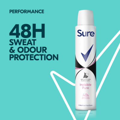 Sure anti-perspirant aerosol deodorant Invisible Pure 200ml (British brand)