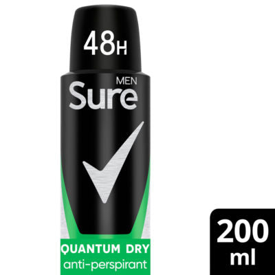Sure Men Quantum Dry antiperspirant deodorant spray 200ml (British brand)