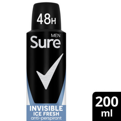 Sure men invisible ice fresh anti-perspirant spray 200 ml (British brand)