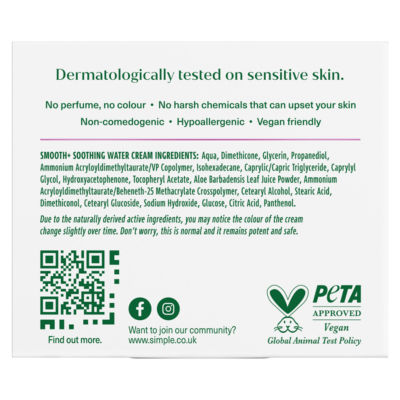 Simple Smooth+ Facial Moisturiser 50 ml (British brand)
