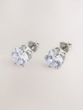Silver Tone Cubic Zirconia Large Stud Earrings