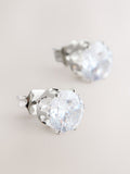Silver Tone Cubic Zirconia Large Stud Earrings