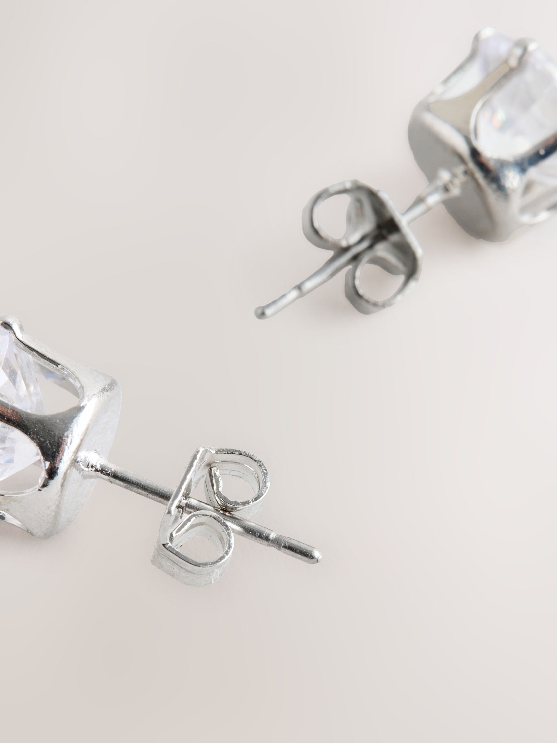 Silver Tone Cubic Zirconia Large Stud Earrings