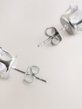 Silver Tone Cubic Zirconia Large Stud Earrings