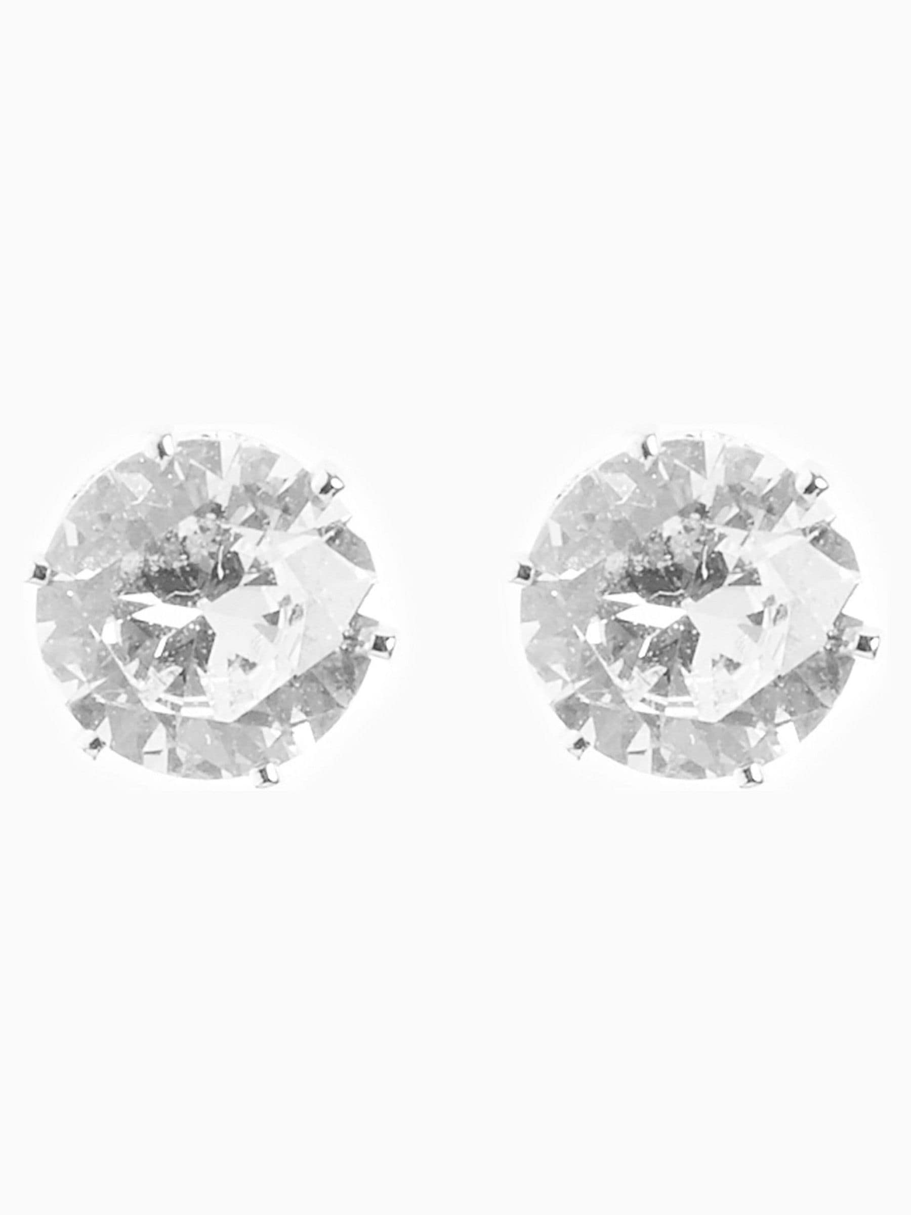 Silver Tone Cubic Zirconia Large Stud Earrings