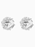 Silver Tone Cubic Zirconia Large Stud Earrings