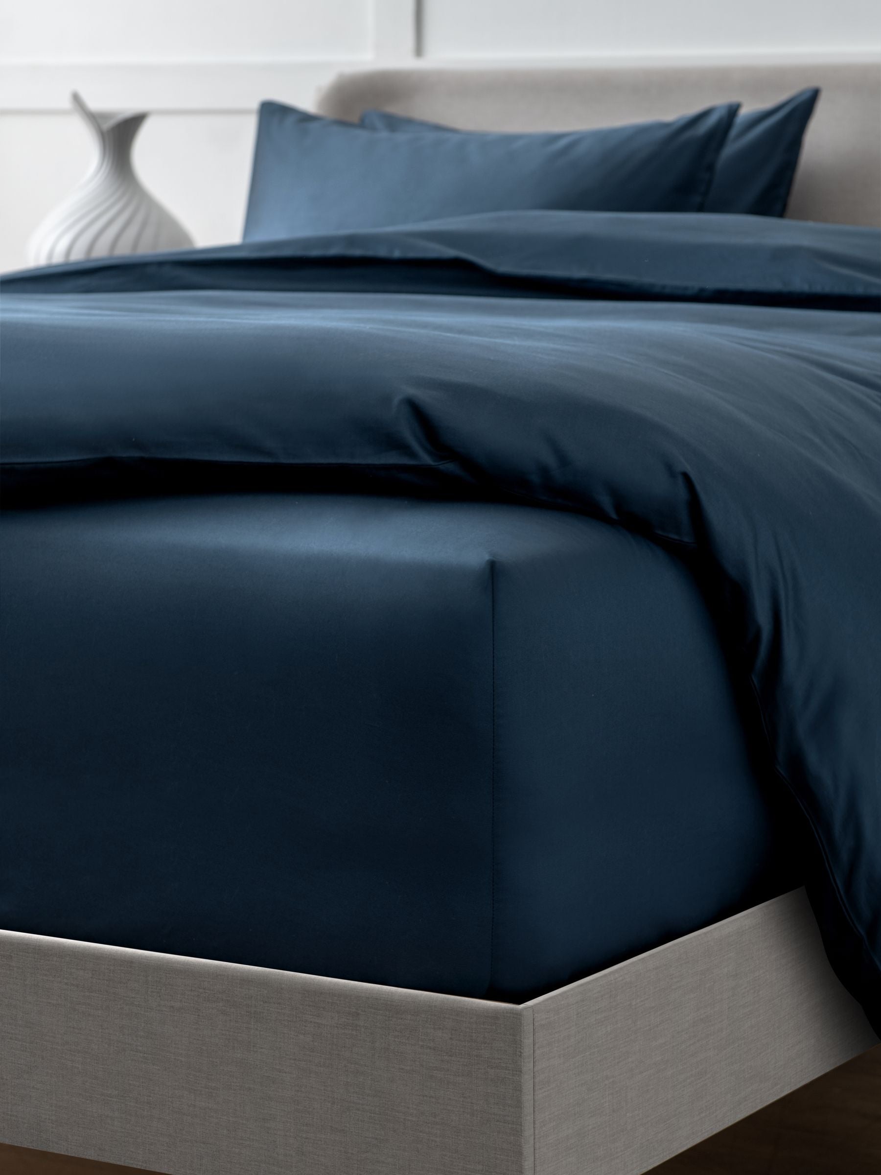 Navy Egyptian Cotton extra deep fitted bed sheet by Collection Luxe, imported from the UK