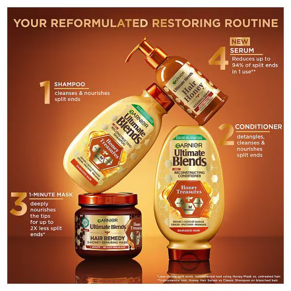 Garnier Ultimate Blends Honey Treasures Shampoo 400ml, UK version