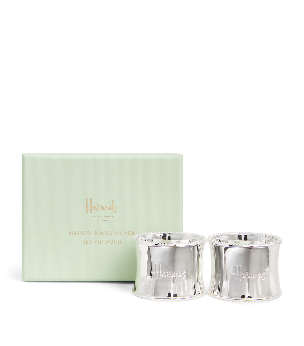 Harrods stainless steel napkin rings set of 4, UK version