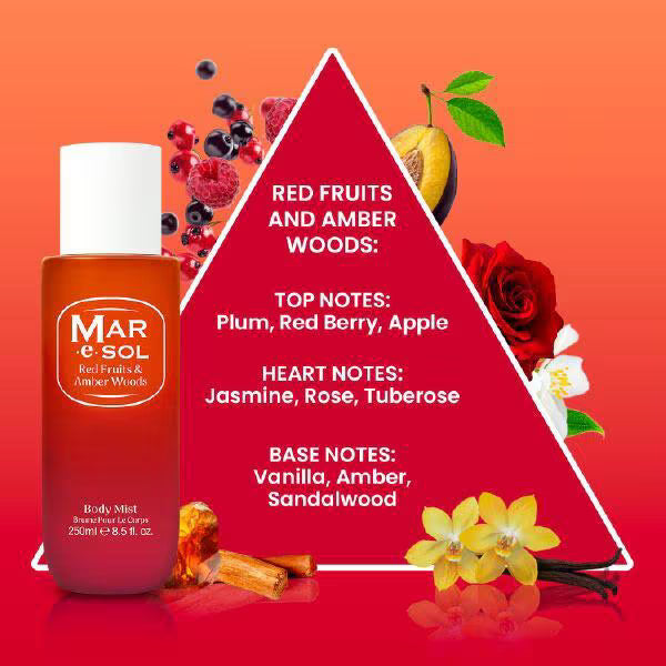 DNR Red Fruits Amber Woods Body Mist 250ml - British product