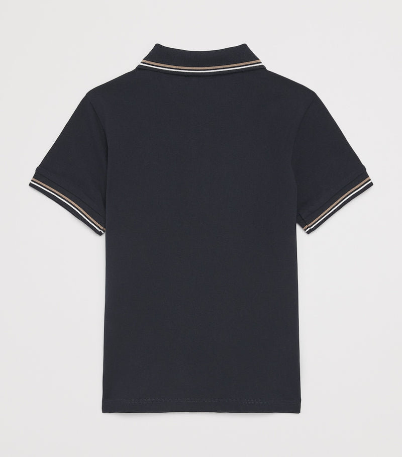 Emporio Armani kids stretch-cotton logo polo shirt with two-tone collar (4-16 years) - British product