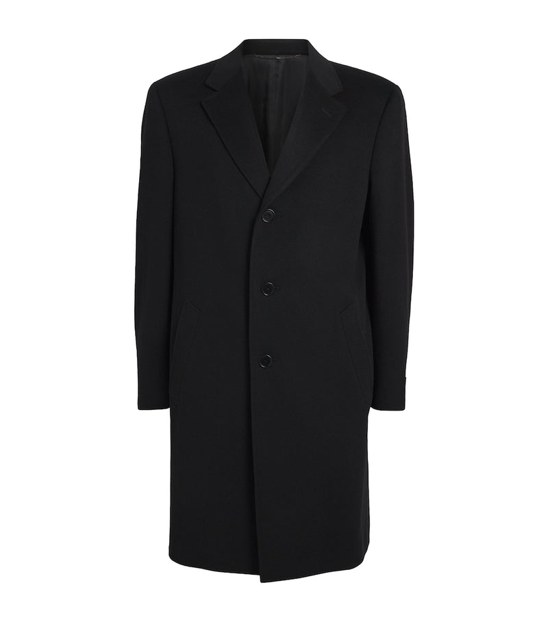 Regular Fit Virgin Wool Overcoat with Notched Lapels