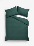 Green Dark Cotton Rich Plain Duvet Cover and Pillowcase Set