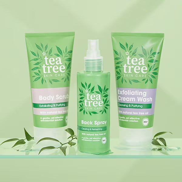 Tea Tree Body Spray 150ml bottle size option (British brand)