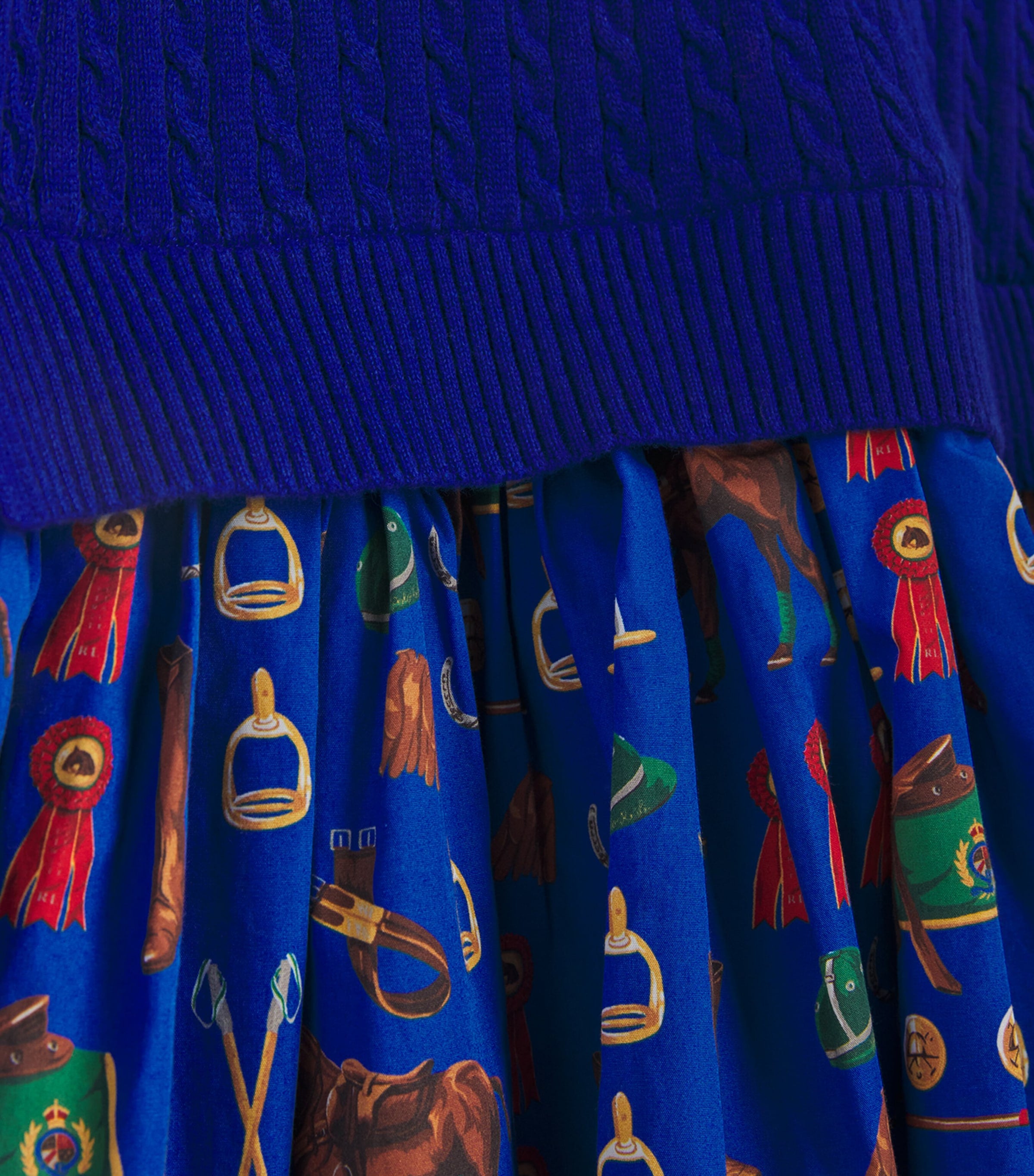 Ralph Lauren Kids Cotton Printed Mini-Cable Dress 7-14 Years, imported from the UK
