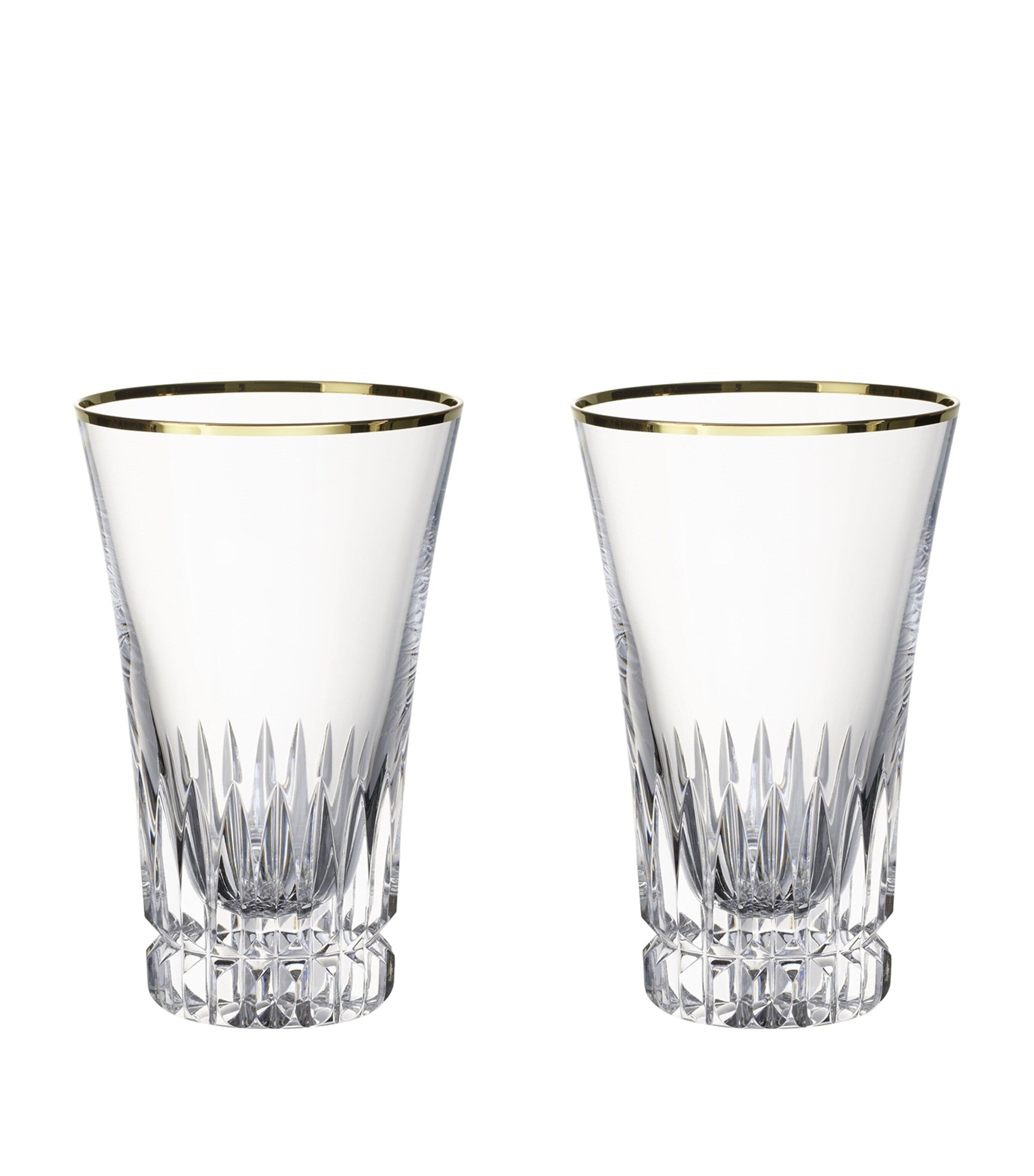 Villeroy & Boch Grand Royal Gold Tall crystal glass tumblers 300ml (British brand)