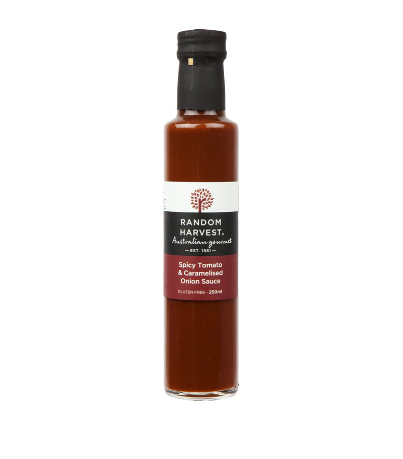 Random Harvest spicy tomato and caramelised onion sauce 250ml, imported from the UK