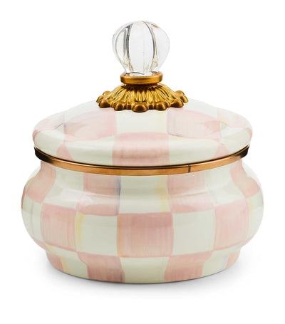 MacKenzie-Childs Rosy Check Squashed Pot Home Decor Pot 12cm