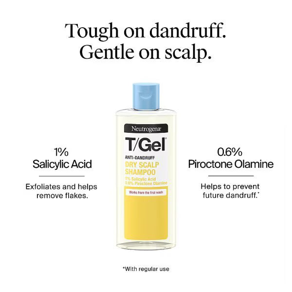 Neutrogena T/Gel Dry Scalp Shampoo 250ml, imported from the UK