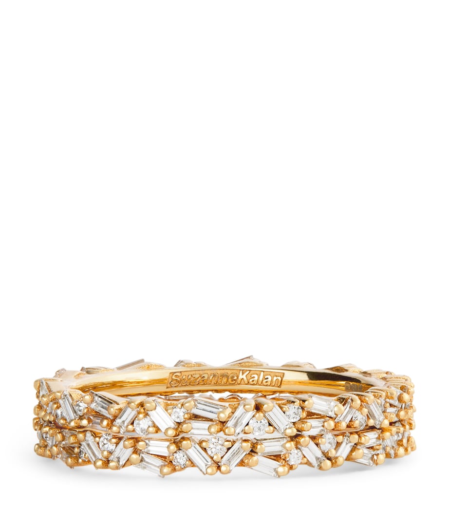 Suzanne Kalan yellow gold and diamond tech ring jackets size 8.5 (British brand)