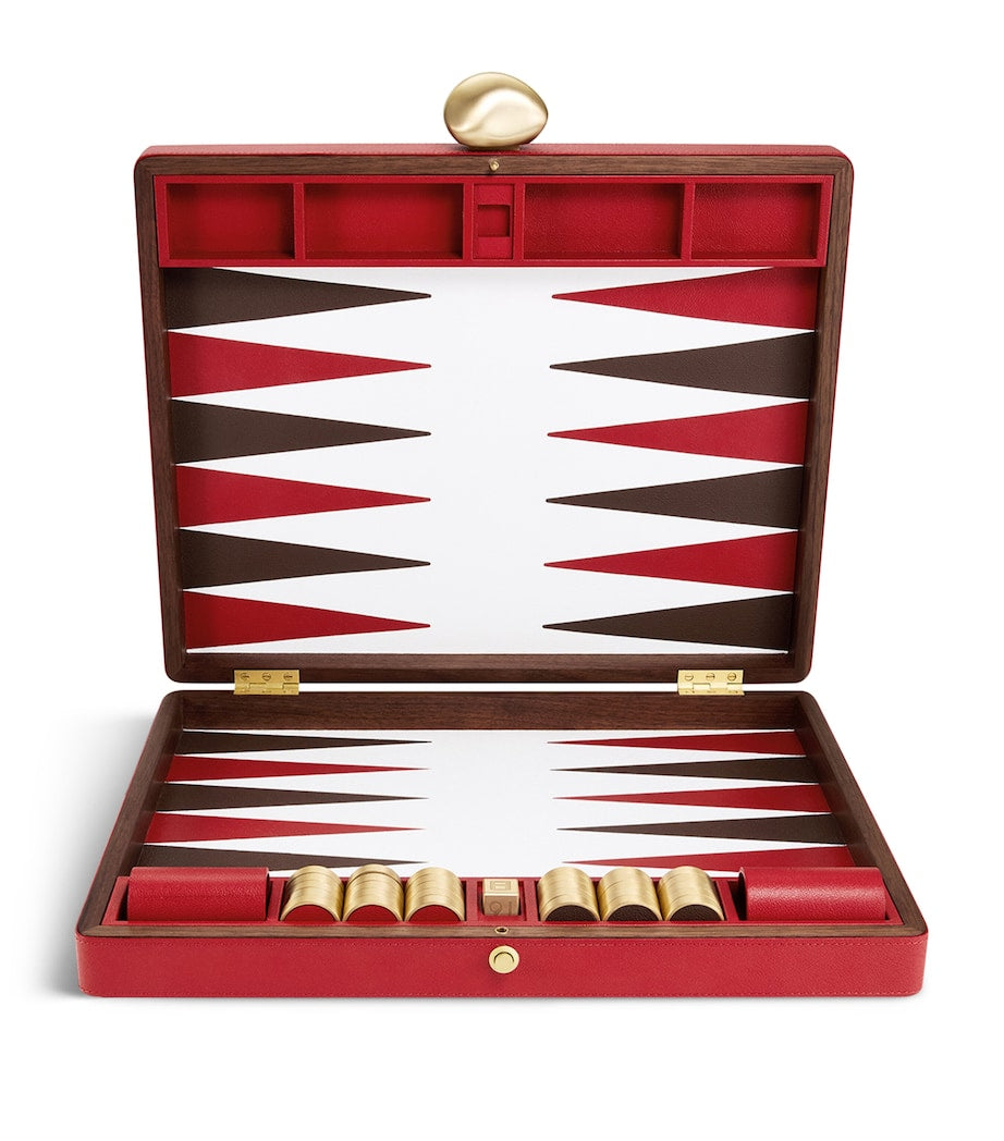 Assouline pebbled leather backgammon set - British product