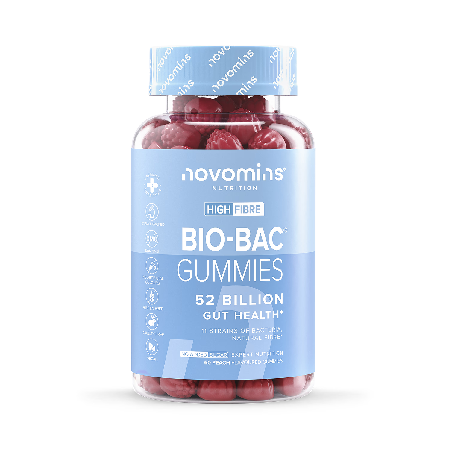 Novomins Bio-Bac peach gummies 60 pieces, imported from the UK
