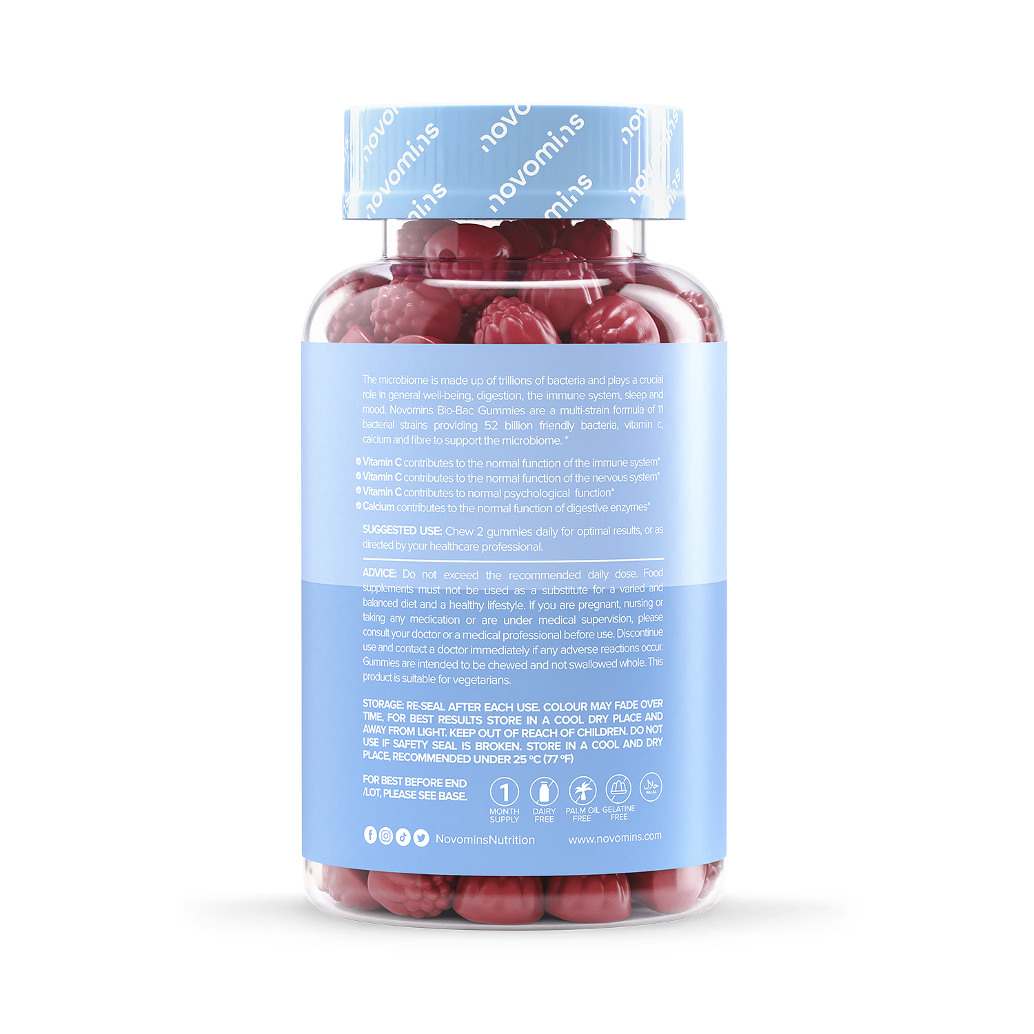 Novomins Bio-Bac peach gummies 60 pieces, imported from the UK