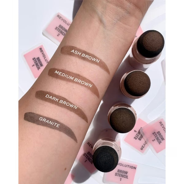 Revolution Stamp & Go Brow Kit Dark Brown, imported from the UK