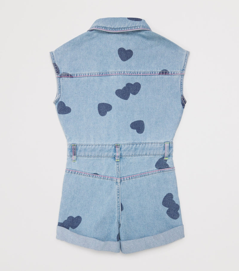 Billieblush denim heart print playsuit 2-12 years - British product