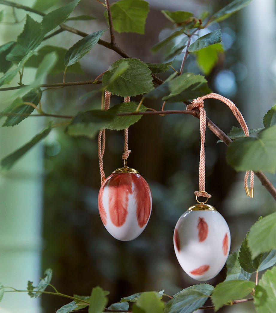 Royal Copenhagen Spring 2025 Redstart Eggs set of two decorative hanging ornaments, imported from the UK