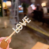 Envie Pearl Letter Metal Hairpin Love - British product