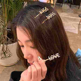 Envie Pearl Letter Metal Hairpin Love - British product